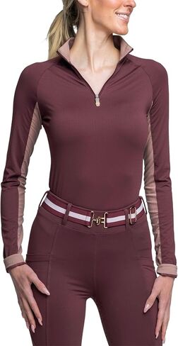 Kastel Denmark Solid Base Layer Activewear | Long Sleeve Sun Protection | 1/4 Zip Womens Golf, Equestrian Apparel in Saudi Arabia
