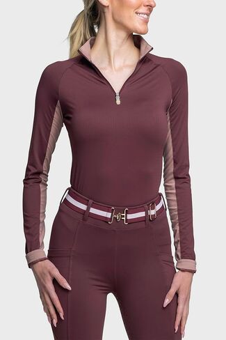 Kastel Denmark Solid Base Layer Activewear | Long Sleeve Sun Protection | 1/4 Zip Womens Golf, Equestrian Apparel in Saudi Arabia