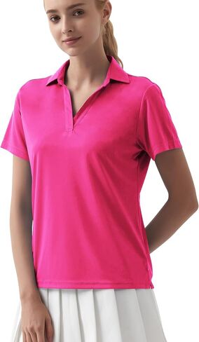 QBK Womens Polo قمصان - قمصان قصيرة الأكمام ، UPF أكثر من 50+ جاف ملتوية خفيفة الوزن غولف وتنس قمم in Saudi Arabia