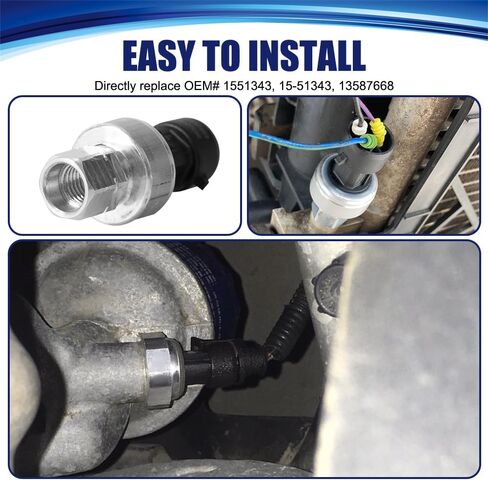 AC Pressure Sensor Switch, AC Sensor for Car, A/C High Pressure Switch Air Conditioning Refrigerant Pressure Sensors OEM#1551343 13587668, AC Refrigerant Multi-Purpose Sensors for Buick GMC in Saudi Arabia