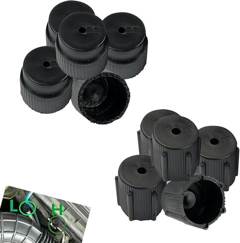 10 PCS AC Valve Cap, High and Low Pressure Air Conditioning System Port Sealing Kit, 0.5 "/13 mm 0.6 "/16 mmCar Air Conditioning Repair Parts, Universal for Most Cars (Black) in Saudi Arabia
