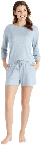 Softies Womens Dream 3/4 Sleeve Boat Neck Top ومجموعة قصيرة in Saudi Arabia