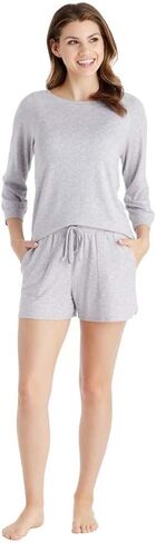 Softies Womens Dream 3/4 Sleeve Boat Neck Top ومجموعة قصيرة in Kuwait