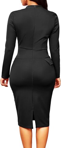 فستان الكنيسة للمرأة مثير 3/4 كم الأعمال Bodycon قلم رصاص فساتين الزفاف خمر in Kuwait
