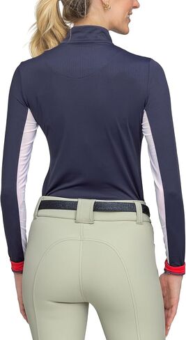 Kastel Denmark Womens Sporty Tricolor UPF 30 Sun Shirt | طبقة قاعدة الفتل Activewear ¼ Zip Golf Polo Apporel Outdoor Apparel in Kuwait