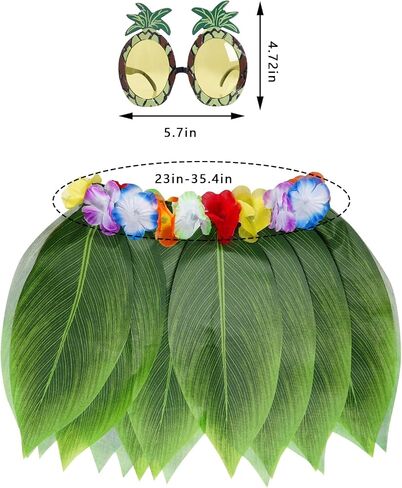 7 Pieces Hula Outfits Hawaiian, Hawaiian Flowers Leaf Skirts Hawaiian Flower Skirts for Women Dress Outfits Tropical Grass Skirts Fortuning’s Costume for Beach Party Favors Halloween Cosplay in Saudi Arabia