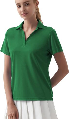 QBK Womens Polo قمصان - قمصان قصيرة الأكمام ، UPF أكثر من 50+ جاف ملتوية خفيفة الوزن غولف وتنس قمم in Saudi Arabia