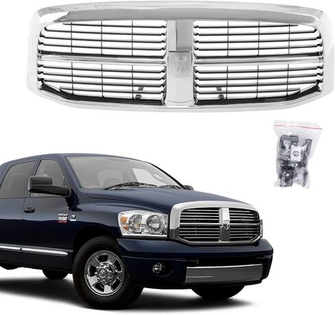 CarpartsDepot Grille Grille Grille All Chrome لعام 2006-2009 Dodge Ram 1500 2500 3500 Pickup Truck Fit CH1200281 55077778AF NEW in Kuwait