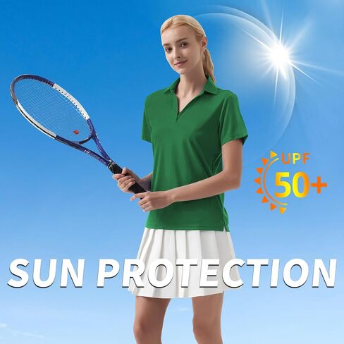 QBK Womens Polo قمصان - قمصان قصيرة الأكمام ، UPF أكثر من 50+ جاف ملتوية خفيفة الوزن غولف وتنس قمم in Saudi Arabia