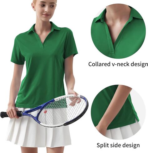 QBK Womens Polo قمصان - قمصان قصيرة الأكمام ، UPF أكثر من 50+ جاف ملتوية خفيفة الوزن غولف وتنس قمم in Saudi Arabia