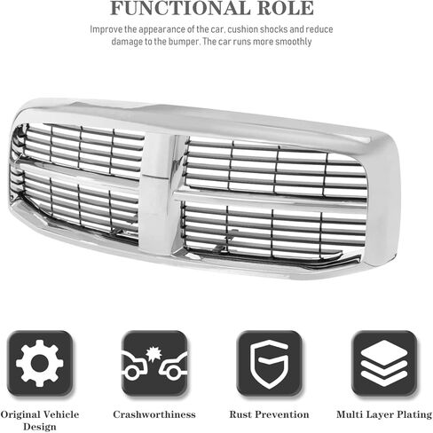 CarpartsDepot Grille Grille Grille All Chrome لعام 2006-2009 Dodge Ram 1500 2500 3500 Pickup Truck Fit CH1200281 55077778AF NEW in Kuwait