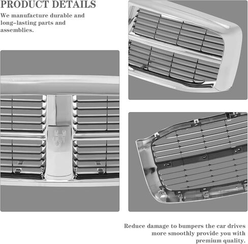 CarpartsDepot Grille Grille Grille All Chrome لعام 2006-2009 Dodge Ram 1500 2500 3500 Pickup Truck Fit CH1200281 55077778AF NEW in Kuwait