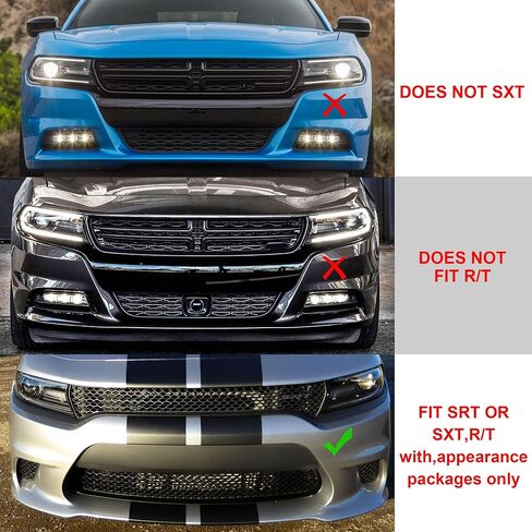 Ecotric Upper Lower Grill متوافق مع 2015-2023 Dodge Charger SRT SCAT Pack Daytona 68394592AA in Saudi Arabia