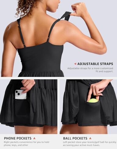 Soothfeel Tennis Dresses for Women Athletic Dress with Built in Shorts & Bra Flowy Golf Workout Dresses with Pockets Summer in Kuwait