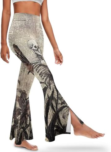 Yoga Pants Women Flared Slit Leggings Tummy Control High Waist Bell Bottom Trousers Plus Size Workout Bootleg Pants in Kuwait