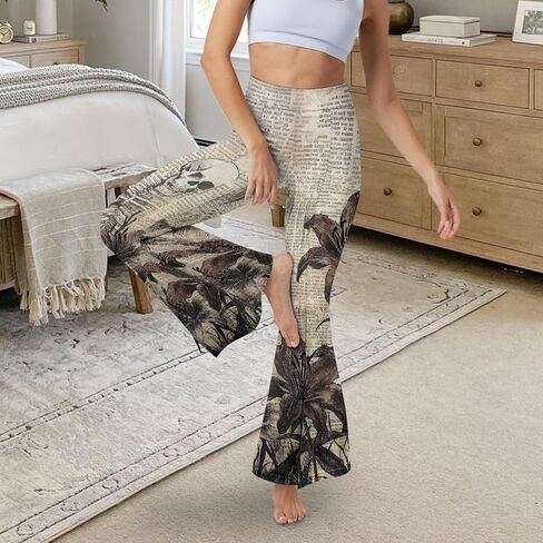 Yoga Pants Women Flared Slit Leggings Tummy Control High Waist Bell Bottom Trousers Plus Size Workout Bootleg Pants in Kuwait