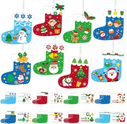 Christmas Ugly Sweaters Craft Kits - 123Pcs Christmas Colorful Sweaters DIY Sticker Ornaments for Kids, Make Your Own Xmas Crafts Paper Sweaters Ornaments for Christmas Tree Party Supplies in Saudi Arabia