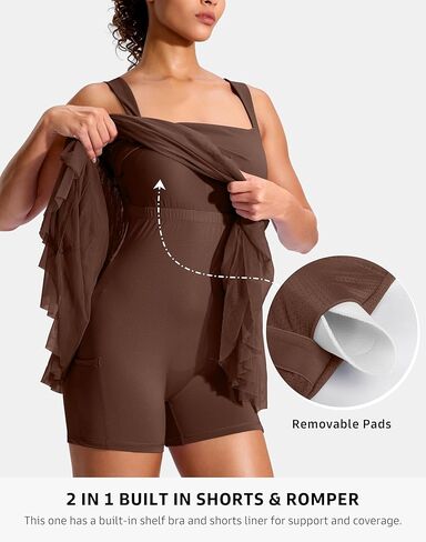 Soothfeel Tennis Dresses for Women Athletic Dress with Built in Shorts & Bra Flowy Golf Workout Dresses with Pockets Summer in Saudi Arabia