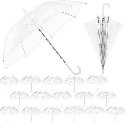 12/18 Pack Clear Wedding Umbrellas – Bulk 36" Transparent Bubble Umbrellas, Auto Open & Windproof with J-Hook Handle – Waterproof Canopy for Bride, Groom, Photography, Golf, Outdoor Events in Saudi Arabia