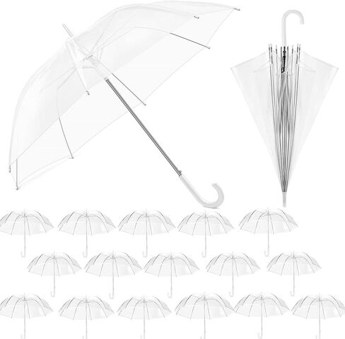 12/18 Pack Clear Wedding Umbrellas – Bulk 36" Transparent Bubble Umbrellas, Auto Open & Windproof with J-Hook Handle – Waterproof Canopy for Bride, Groom, Photography, Golf, Outdoor Events in Saudi Arabia