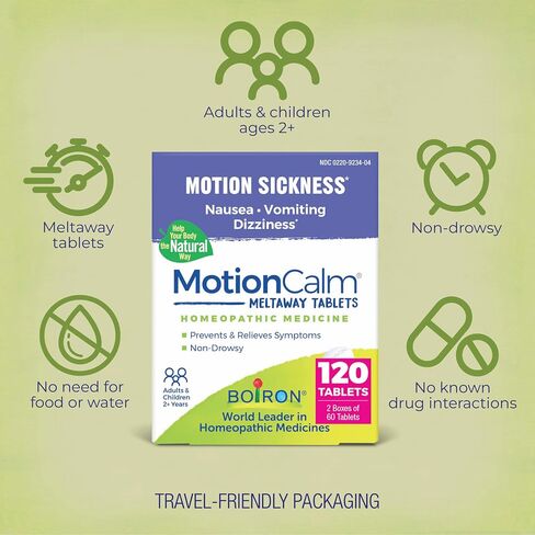 Boiron Motioncalm الإغاثة للغثيان والقيء أو الدوخة المرتبطة بمرض الحركة بسبب السفر وركوب التسلية وألعاب الفيديو أو VR - in Saudi Arabia