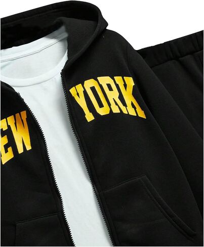 SweatyRocks Boy's Two Piece Outfits Letter Print Full Zip Long Sleeve Hoodies and Sweatpants Set in Saudi Arabia