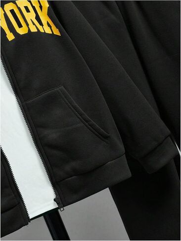 SweatyRocks Boy's Two Piece Outfits Letter Print Full Zip Long Sleeve Hoodies and Sweatpants Set in Saudi Arabia