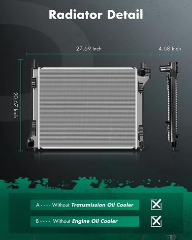 مشعاع SCITOO 13197 مناسب لـ 2010 2011 2012 لسيارة شيفروليه كروز Base/LS/LT سيدان ذات 4 أبواب 1.8L CU13197,GM3010540,GM3010541,13311079 in Saudi Arabia