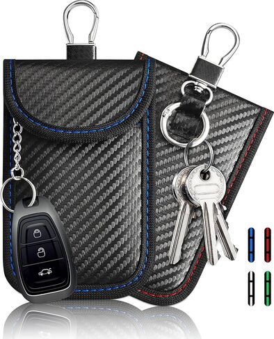 2 Pack Faraday Pouch for Key Fob, RFID Signal Blocking Bag, Car Key Fob Protector, Anti-Theft Shielding Case Blocker (Red+blue) in Kuwait