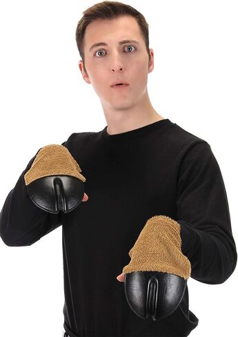 Deer Costume Brown Front Hooves - Polyester and Spandex Hoof Gloves with Mitten Flap in Saudi Arabia