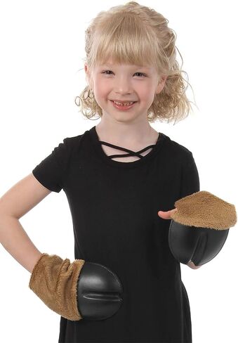 Deer Costume Brown Front Hooves - Polyester and Spandex Hoof Gloves with Mitten Flap in Saudi Arabia