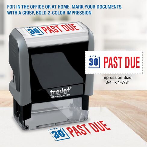 Trodat Stamp 4912 Office Printy with English Text File – Self Inking, Red and Blue Ink, Impression Size 3/4" x 1-7/8" in Saudi Arabia
