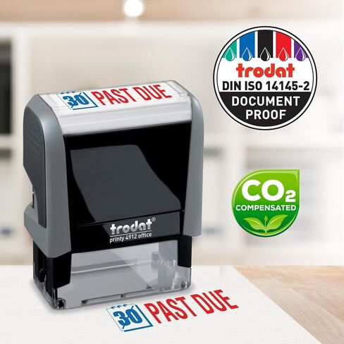 Trodat Stamp 4912 Office Printy with English Text File – Self Inking, Red and Blue Ink, Impression Size 3/4" x 1-7/8" in Saudi Arabia