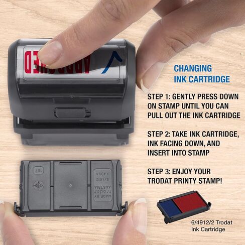 Trodat Stamp 4912 Office Printy with English Text File – Self Inking, Red and Blue Ink, Impression Size 3/4" x 1-7/8" in Saudi Arabia
