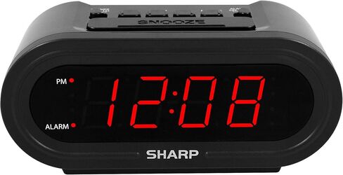 Sharp Digital Alarm with AccuSet - Automatic Smart Clock, Never Needs Setting (Midnight Black-White LED) in Saudi Arabia