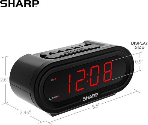 Sharp Digital Alarm with AccuSet - Automatic Smart Clock, Never Needs Setting (Midnight Black-White LED) in Saudi Arabia