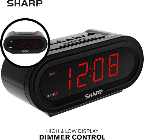 Sharp Digital Alarm with AccuSet - Automatic Smart Clock, Never Needs Setting (Midnight Black-White LED) in Saudi Arabia