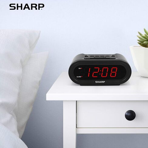 Sharp Digital Alarm with AccuSet - Automatic Smart Clock, Never Needs Setting (Midnight Black-White LED) in Saudi Arabia