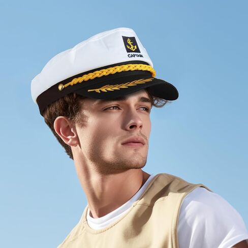 Yacht Sailor Hat, Navy Captain Cap, Adult Marine Admiral Costume, White 1 Pack in Saudi Arabia