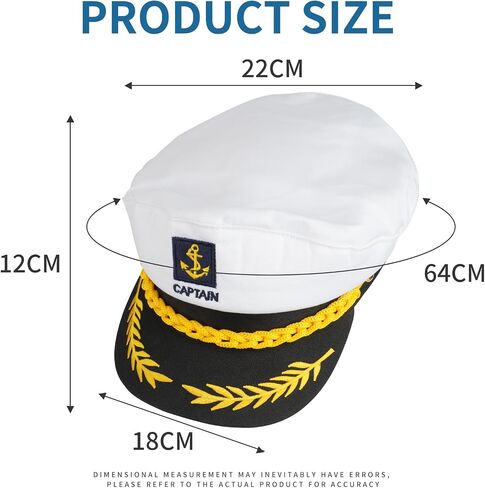 Yacht Sailor Hat, Navy Captain Cap, Adult Marine Admiral Costume, White 1 Pack in Saudi Arabia