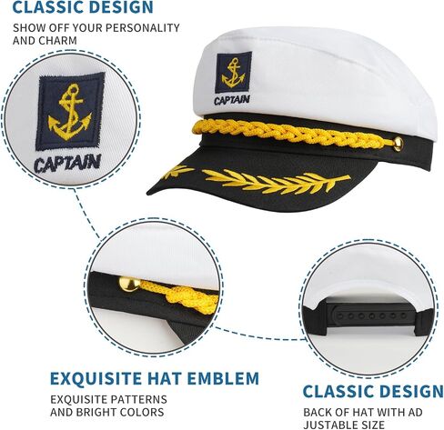 Yacht Sailor Hat, Navy Captain Cap, Adult Marine Admiral Costume, White 1 Pack in Saudi Arabia