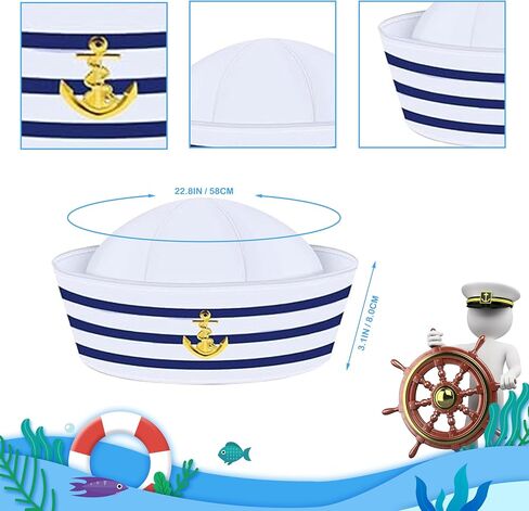 Yacht Captain Hat, Sailor Ship Cap Scarf Sunglasses， Captains Hat for Men Boating, Used for Yacht Rock Party Attire (4pCS set). in Saudi Arabia