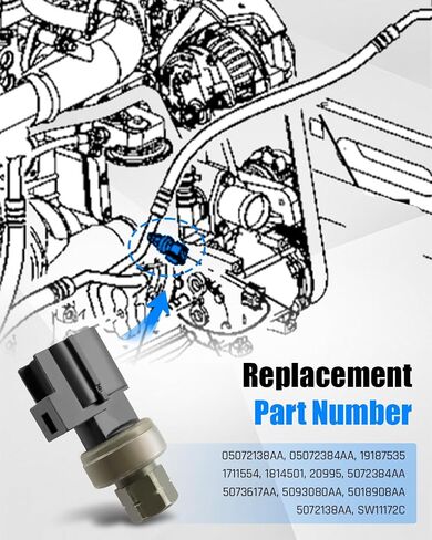 مفتاح محول الضغط A/C [3 دبابيس] يناسب Dodge RAM 1500 2500 3500 2003-2009 ، ملائمة لجيب Grand Cherokee 2002-2004 ، Fit for Jeep Liberty 2002-2005 applaces 20995 ، 5073617aa in Kuwait