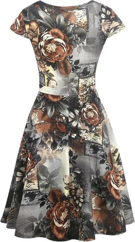 oxiuly Women's Cap Sleeve Summer Casual Dresses V-Neck Floral Vacation Party Dress OX233 in Saudi Arabia