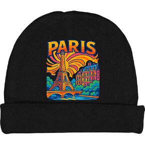 inktastic Vibrant Paris Eiffel Tower Art with Colorful Skyline Baby Beanie Hat in Saudi Arabia