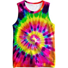 قميص دبابات صبغ الصبغة من 5 إلى 14 عامًا بويز فتيات بلا أكمام. in Kuwait