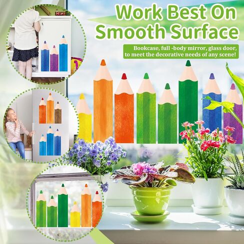 9 Sheets Pencils Window Clings, Classroom Decorations for First Day of School, Back to School Window Decals for Glass Windows Classroom Home Bulletin Board Blackboard (Pencils) in Saudi Arabia