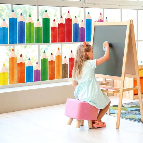 9 Sheets Pencils Window Clings, Classroom Decorations for First Day of School, Back to School Window Decals for Glass Windows Classroom Home Bulletin Board Blackboard (Pencils) in Saudi Arabia