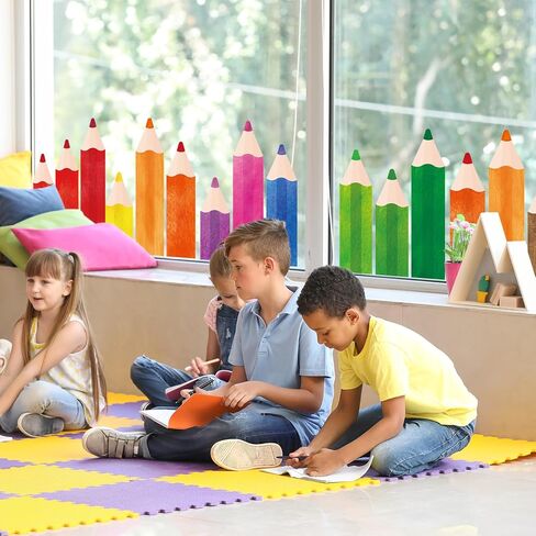 9 Sheets Pencils Window Clings, Classroom Decorations for First Day of School, Back to School Window Decals for Glass Windows Classroom Home Bulletin Board Blackboard (Pencils) in Saudi Arabia