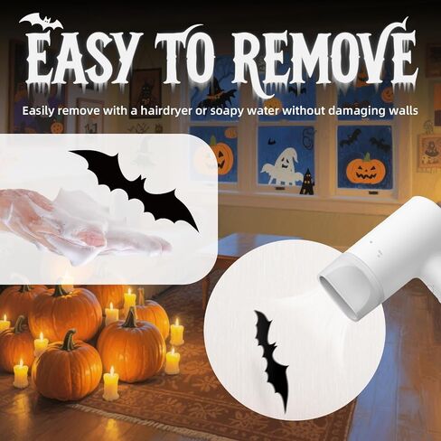 140Pcs Bats Wall Decor - 3D Bats Halloween Decorations, Halloween Party Supplies Stickers, Bat Wall Decal for Home, Door, Window, Room, Office, School in Kuwait